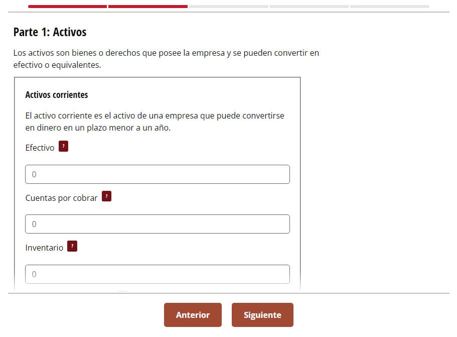 Una de las secciones del analizador. Abajo están los botones para navegar entre estas